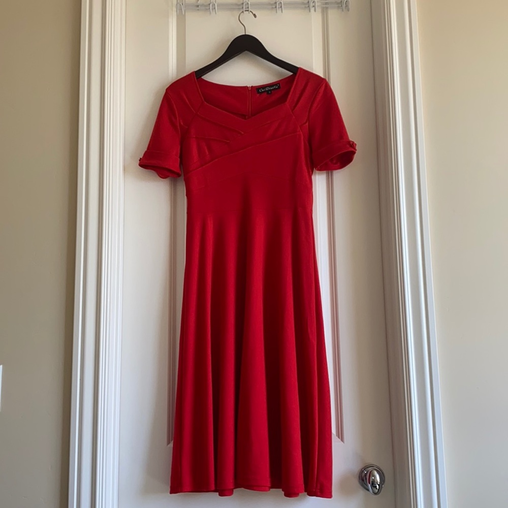 CaiDieNu Red Zip Dress